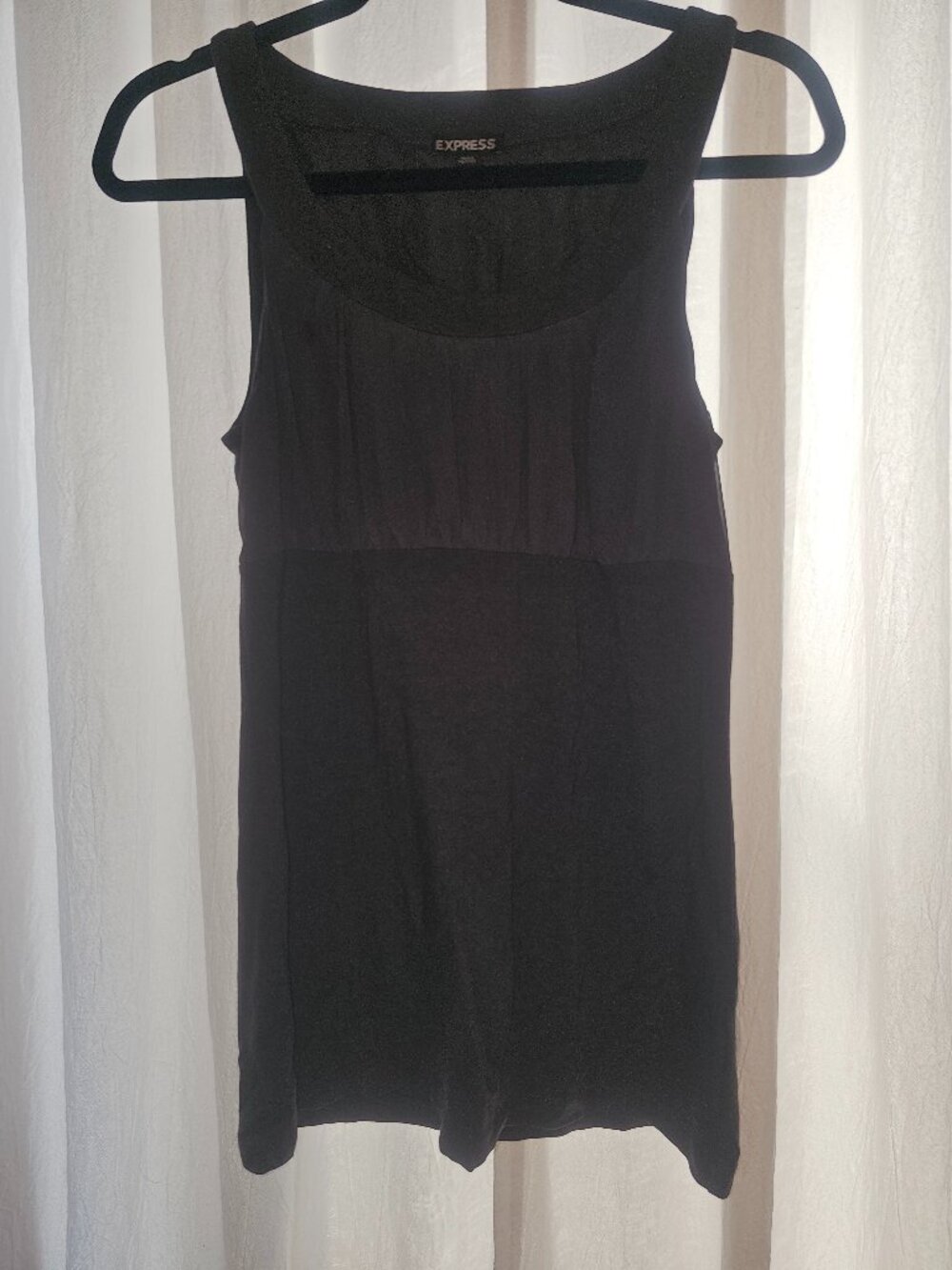 Express Charcoal Mixed Media Pleated Sleeveless Tunic Top M